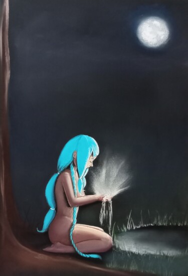Dans le reflet d'un miroir Dessin intitulée "Dans le reflet d'un…" par Edith Stenven, Œuvre d'art originale, Pastel