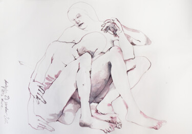 图画 标题为“Pietà penchée” 由Anne Cardot, 原创艺术品, 墨