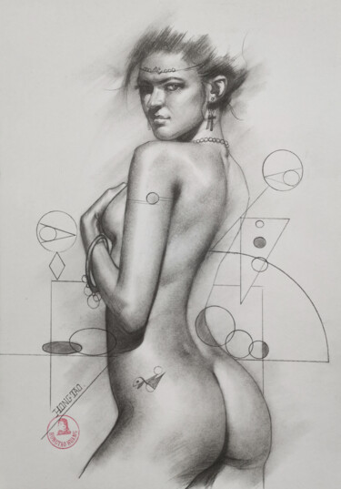「Round and square」というタイトルの描画 Hongtao Huangによって, オリジナルのアートワーク, 鉛筆