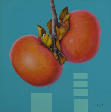 绘画 标题为“Persimmons Twins” 由Dietrich Moravec, 原创艺术品, 丙烯 安装在木板上