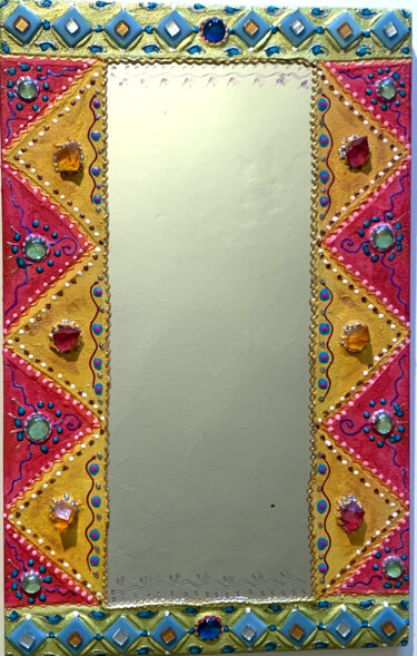 miroir mural rectangulaire "terre vivante coco" Design titled "miroir mural rectan…" by Odile Maffone Mosaïque Joyeuse, Original Artwork, Acrylic Mounted on Wood Panel