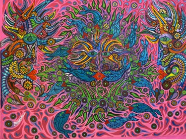 Dream in Fuchsia Painting titled "Dream in Fuchsia" by Zaplaflora, Original Artwork, Acrylic