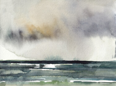 Peinture intitulée "Océan 1" par Catherine Gajac, Œuvre d'art originale, Aquarelle