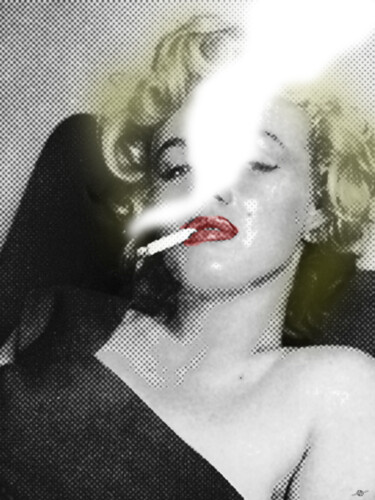 绘画 标题为“Marilyn Monroe Smok…” 由Tony Rubino, 原创艺术品, 丙烯 安装在木质担架架上