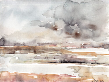 Peinture intitulée "Océan 2" par Catherine Gajac, Œuvre d'art originale, Aquarelle