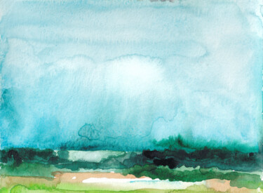 Peinture intitulée "dans les prés" par Catherine Gajac, Œuvre d'art originale, Aquarelle