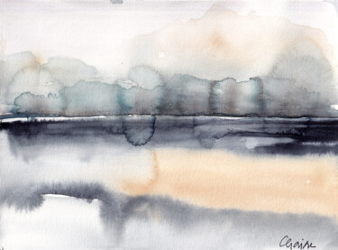 Peinture intitulée "les étangs, coup d'…" par Catherine Gajac, Œuvre d'art originale, Aquarelle