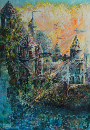 Wolkenburg Peinture intitulée "Wolkenburg" par Anna Gold, Œuvre d'art originale, Acrylique