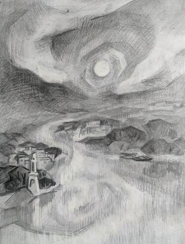 绘画 标题为“Город на воде и сол…” 由Svoboda, 原创艺术品, 铅笔
