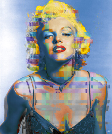 绘画 标题为“Digital Marilyn Mon…” 由Tony Rubino, 原创艺术品, 丙烯 安装在木质担架架上