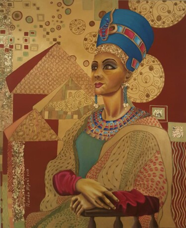 Schilderij getiteld "The Egyptian MonaLi…" door Randa Hijazi, Origineel Kunstwerk, Acryl