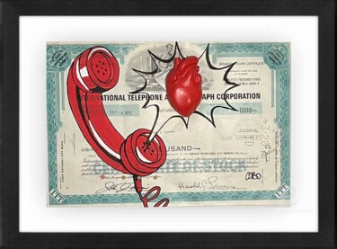 Painting titled "Red phone" by Cobo, Original Artwork, Acrylic