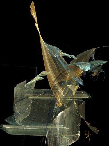 Digital Arts titled "fragile equilibre" by Manoella Fouquet, Original Artwork, Digital Painting Mounted on Wood Stretcher fr…