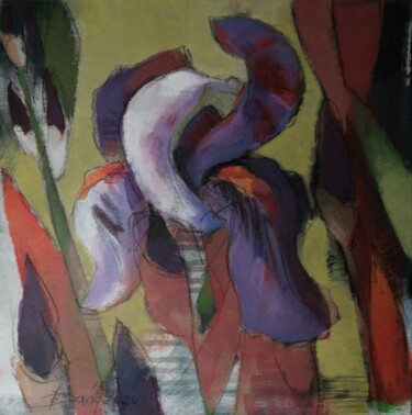 Iris blossom Ζωγραφική με τίτλο "Iris blossom" από Olga David, Αυθεντικά έργα τέχνης, Ακρυλικό Τοποθετήθηκε στο Ξύλινο φορείο σκελετό
