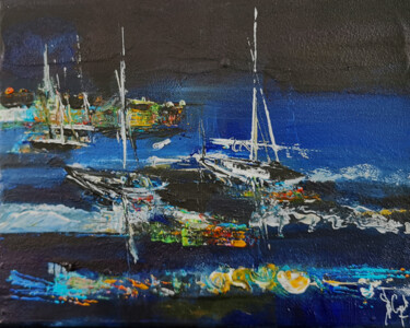 Painting titled "Avant l'heure logiq…" by Muriel Cayet, Original Artwork, Acrylic Mounted on Wood Stretcher frame