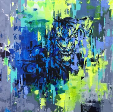 绘画 标题为“Blue tiger” 由Nadya Mamonova, 原创艺术品, 油