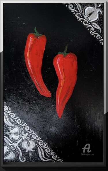 「TWO RED HOT CHILI P…」というタイトルの絵画 Marta Abdullaeva (ATRAM)によって, オリジナルのアートワーク, アクリル 段ボールにマウント