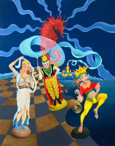 Peinture intitulée "Echec au fou" par Ruy, Jean Bardot, Œuvre d'art originale, Huile