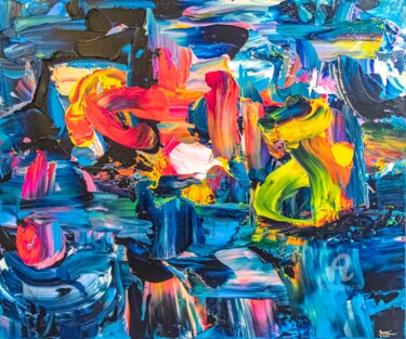 Painting titled "Dance of Fairies" by Tran Tuan, Original Artwork, Acrylic Mounted on Wood Stretcher frame
