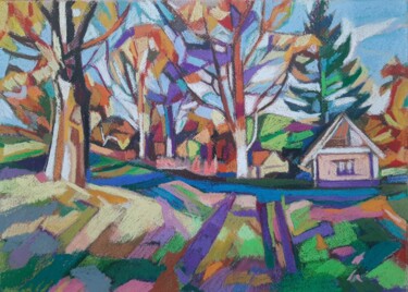 Tekening getiteld "Autumn shadows  2" door Maja Djokic Mihajlovic, Origineel Kunstwerk, Pastel