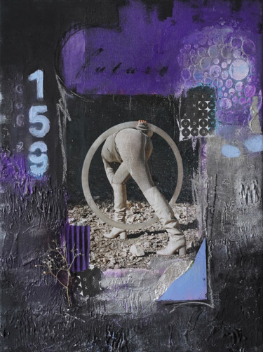 “Future” hoop numbers mixed media very peri collage Коллажи под названием "“Future” hoop numbe…" - Palirina, Подлинное произведение искусства, Коллажи Установлен на Деревянная…