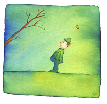 Painting titled "Le bourgeon" by Didier Van Acker, Original Artwork, Watercolor
