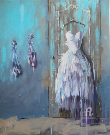 Robe et chaussons Peinture intitulée "Robe et chaussons" par Sylvie Julkowski-Egard, Œuvre d'art originale, Huile Monté sur Châssis en bois