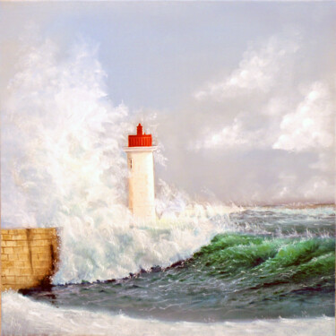 Malerei mit dem Titel "la vague" von Claude Ruby, Original-Kunstwerk, Öl Auf Keilrahmen aus Holz montiert
