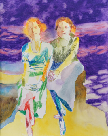 图画 标题为“Deux femmes” 由Carmen Selma, 原创艺术品, 水彩