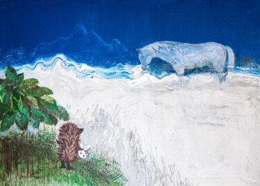 제목이 "hedgehog in the fog"인 미술작품 Natalja Surikova로, 원작, 아크릴