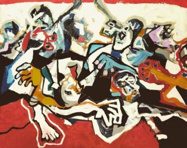 Painting titled "Rotterdam 21" by Trajche Chatmov (Chatma), Original Artwork, Acrylic Mounted on Wood Stretcher frame