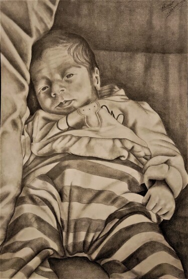 Mia figlia Serena Dessin intitulée "Mia figlia Serena" par Alessandro Rizzo, Œuvre d'art originale, Graphite