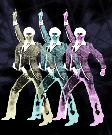 Stayin Alive Pop 3 Black 제목이 "Stayin Alive Pop 3…"인 미술작품 Tony Rubino로, 원작, 아크릴 나무 들것 프레임에 장착됨