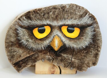 Tranche de hibou - Owl slice Sculptuur getiteld "Tranche de hibou -…" door René Blanchet, Origineel Kunstwerk, Hout