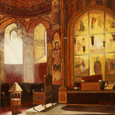 Monastery of the Three Hierarchs Painting titled "Monastery of the Th…" by Tudor Gafton, Original Artwork, Oil Mounted on Wood Stretcher frame