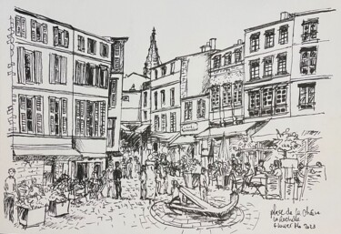 Tekening getiteld "La Chaîne La Rochel…" door Flower Flo, Origineel Kunstwerk, Inkt Gemonteerd op Andere stijve panelen