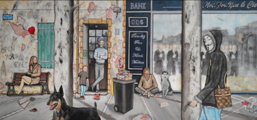 제목이 "Rue de la liberté"인 미술작품 El-Zoufri로, 원작, 아크릴 나무 들것 프레임에 장착됨