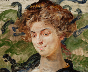 Portret aktorki Heleny Sulimy jako Gorgony. Photographie intitulée "Portret aktorki Hel…" par Paweł Waligórski, Œuvre d'art originale, Huile