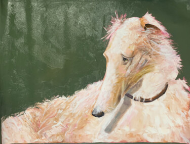 Greyhound. Hound dog. Peinture intitulée "Greyhound. Hound do…" par Vita Schagen, Œuvre d'art originale, Huile Monté sur Châssis en bois