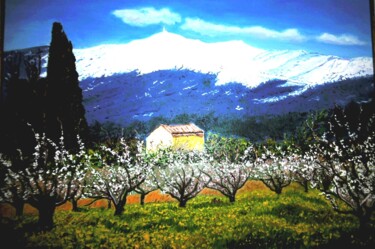 Painting titled "Verger au pied du G…" by Jean-Jacques Varlet, Original Artwork, Oil Mounted on Wood Stretcher frame