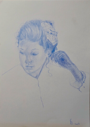 图画 标题为“Portraitstudie jung…” 由Stan Bert Singer, 原创艺术品, 铅笔