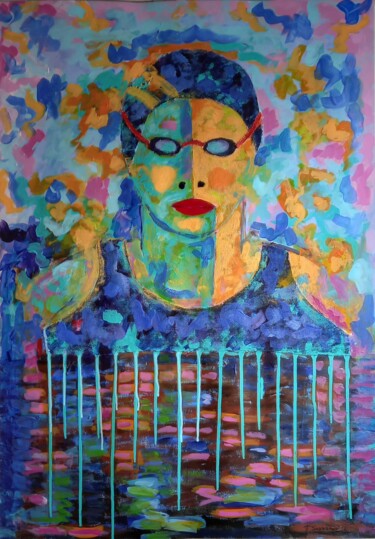 Peinture intitulée "NADADORA IV" par Francisco Serrano Gutierrez, Œuvre d'art originale, Acrylique