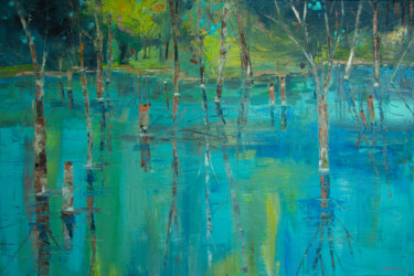 FOREST IN THE WATER, 40x60 abstract landscape painting 绘画 标题为“FOREST IN THE WATER…” 由Natiko, 原创艺术品, 油