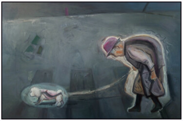 Pintura titulada "孤独的老女人" por Huixi Yu, Obra de arte original, Oleo
