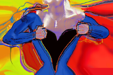 绘画 标题为“Superwoman” 由Tony Rubino, 原创艺术品, 丙烯 安装在木质担架架上