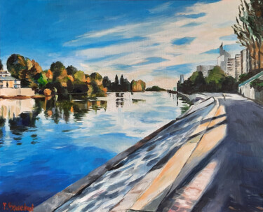 Peinture intitulée "Quai de Seine à Cou…" par Pascal Brachet, Œuvre d'art originale, Huile