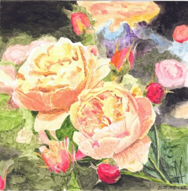 Peinture intitulée "Rose Jaune" par Jean-Marc Allenbach, Œuvre d'art originale, Acrylique