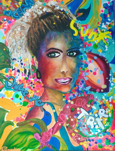 Peinture intitulée "OUTRE -MER" par Brigitte Parmentier, Œuvre d'art originale, Acrylique Monté sur Châssis en bois