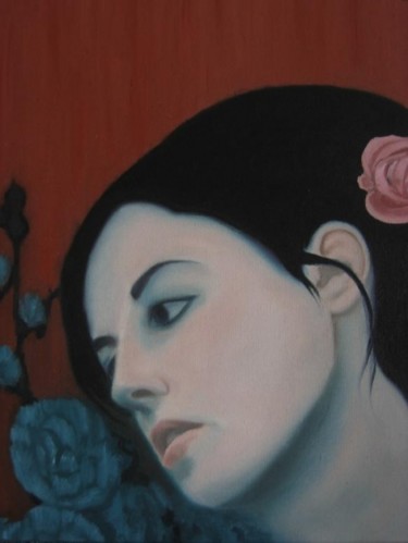Painting titled "Gypsy Girl" by Andrei Overweel, Original Artwork, Oil