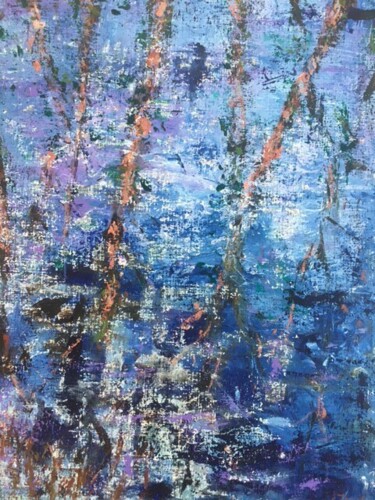 Peinture intitulée "Au fil de l'eau (Sa…" par Claudine Janel, Œuvre d'art originale, Acrylique Monté sur Châssis en bois